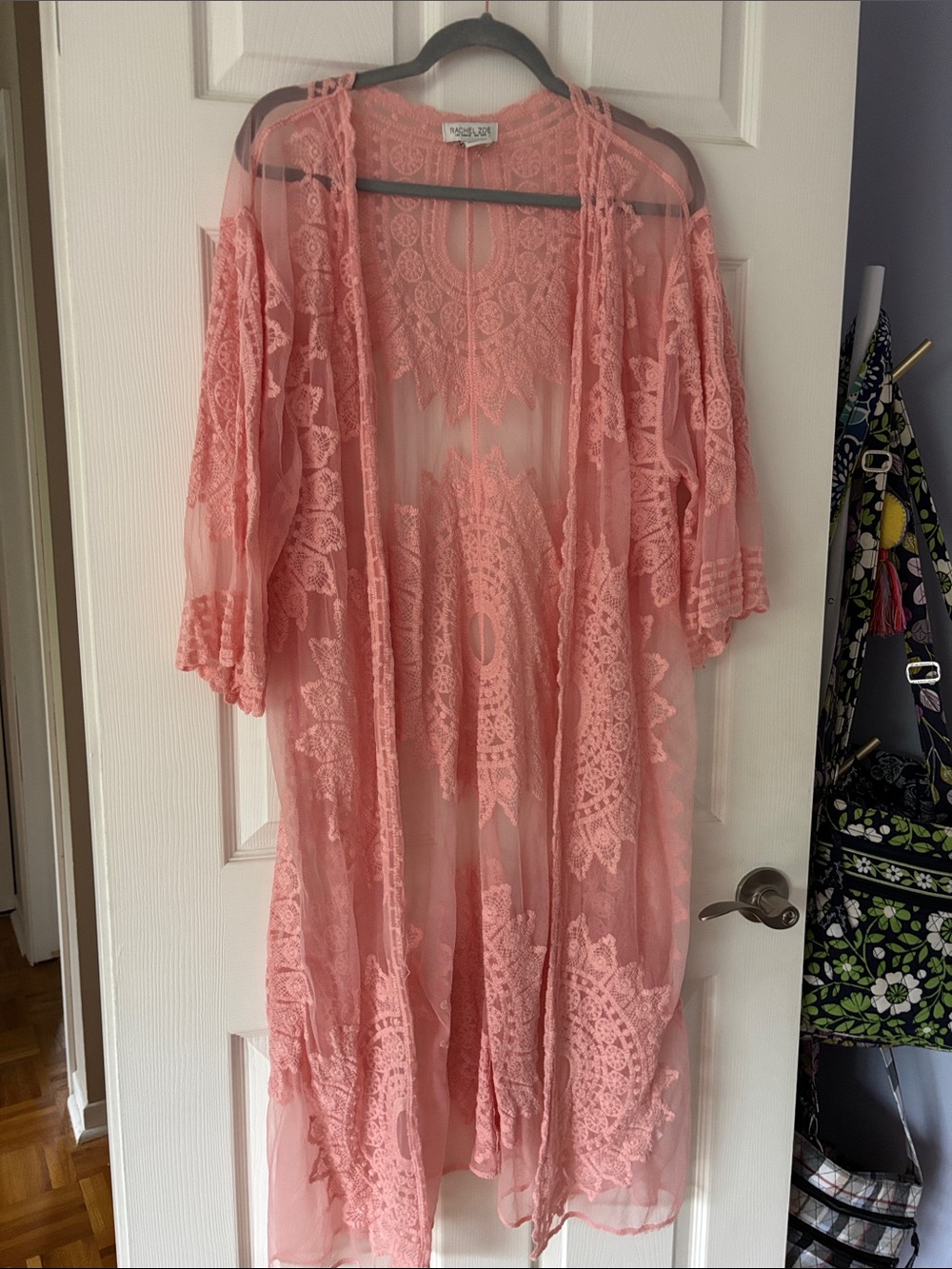 11. Rachel Zoe Coral Lace Sheer Kimono Robe